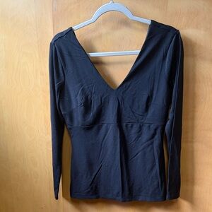 Elegant Black V-Neck Front and Back Women's Top from Venus